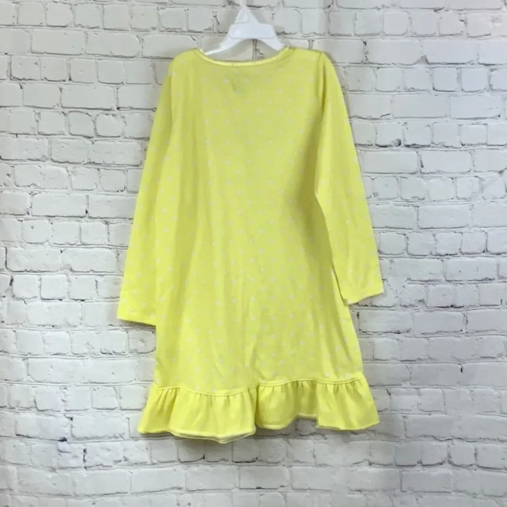 Carter's Elephant Nightgown Girls L 10 12 Yellow Polka Dot Ruffle Sleep Gown Pjs